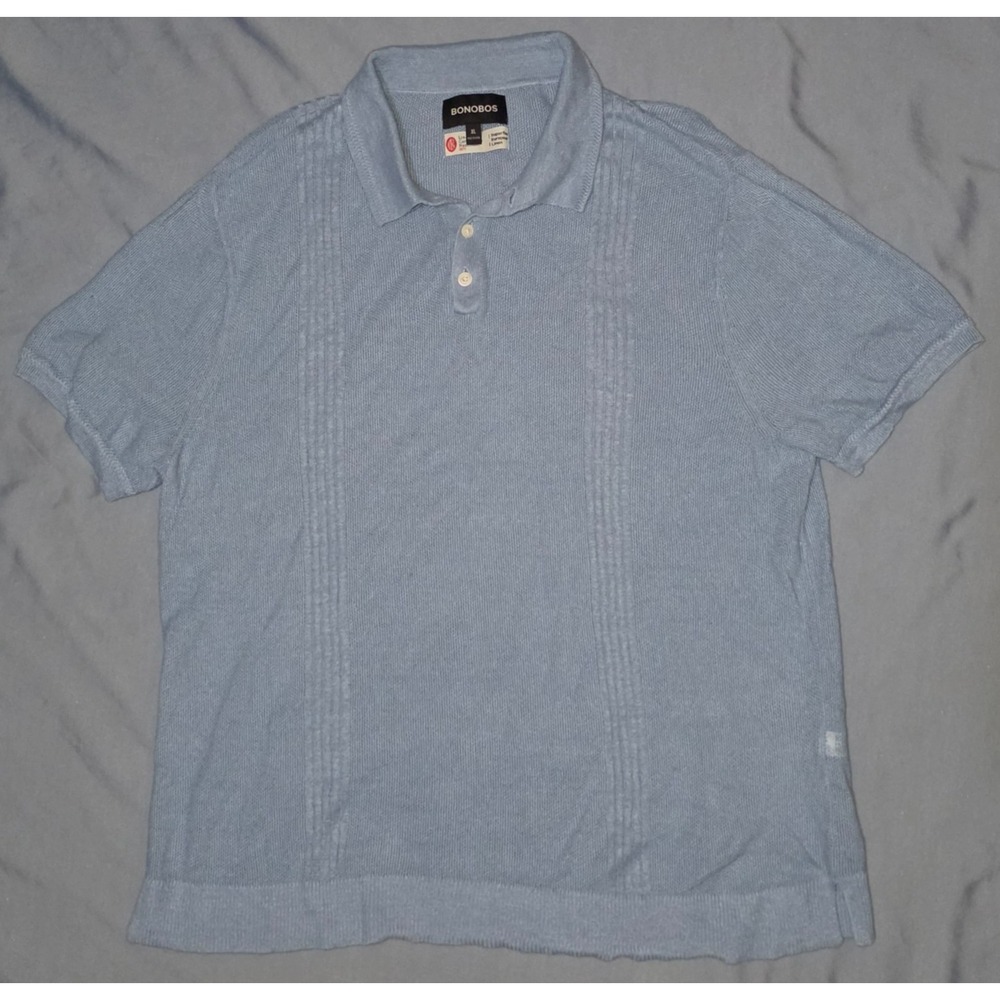 Bonobos Polo Shirt Mens XL Blue Superfine European Linen Lightweight Knit